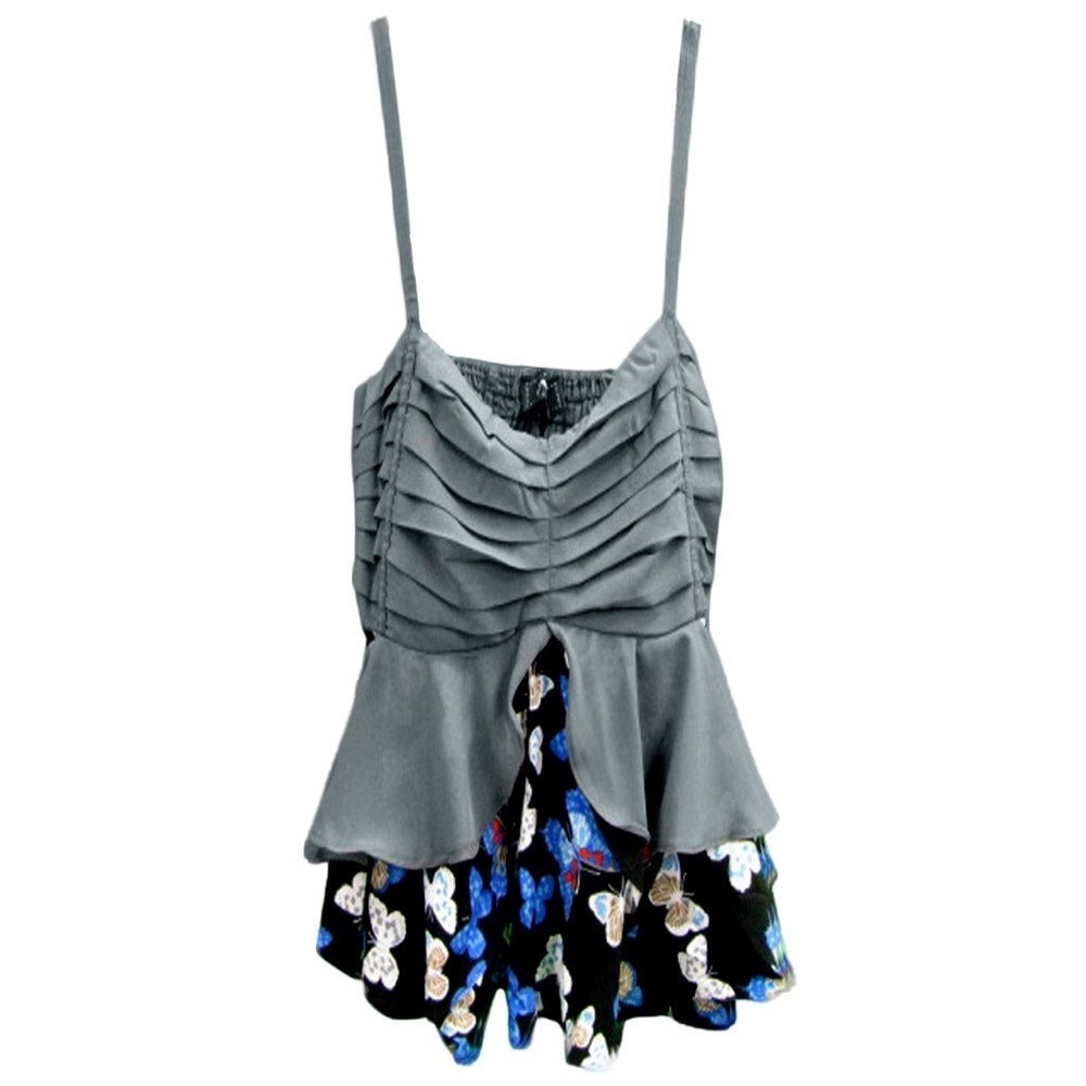 AGN Charcoal Spaghetti Strap Top (Blue Print)